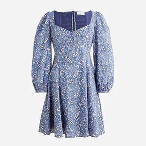 J Crew Liberty Sweetheart Long Sleeve Mini Dress in Bourton Bloom Fabric…